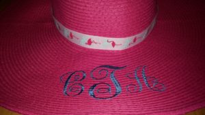 Embroidered floppy hat using sticky stabilizer